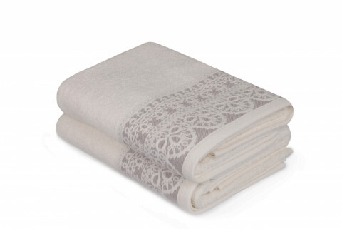 Set 2 prosoape de maini 50x90 cm, 100% bumbac, Soft Kiss, Elif  Bej