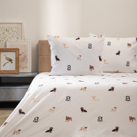 Lenjerie de pat dubla Cane, Homla, 3 piese, 160x200 cm, microfibra din poliester, multicolor