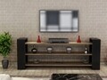 Comoda TV LIGHTNING, Gauge Concept, 150x30x60 cm, PAL, aluna/negru