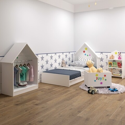 Set dormitor pentru copii FLY170115, Gauge Concept, 4 piese, PAL, alb