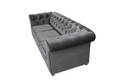 Canapea Oxford Chesterfield, 93x214x75 cm, 3 locuri, Gri antracit