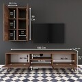 Comoda TV cu 2 cabinete M18 - 266, Wren, 180 x 35 x 48.6 cm/90 cm, walnut