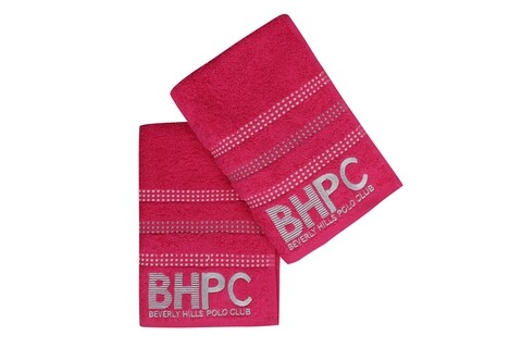 Set 2 prosoape de maini, Beverly Hills Polo Club, Botanik, 50x90 cm, 100% bumbac, fucsia