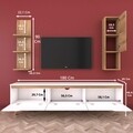 Comoda TV cu raft de perete si cabinet M3 - 381, Wren, 180 x 35 x 48.6 cm/90 cm, white/walnut