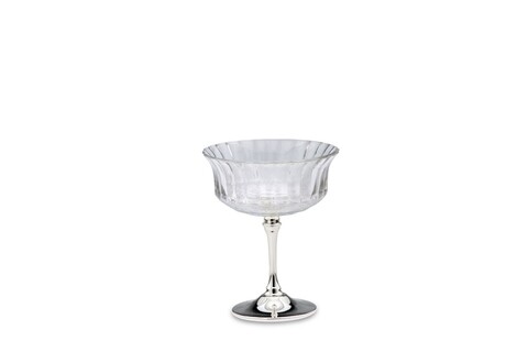 Cupa pentru desert,  Hermann Bauer, 11x13.5 cm, sticla, argintiu