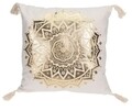 Perna decorativa Mandala Simbol, 45x45 cm, bumbac, alb/auriu