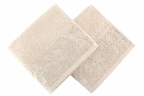 Set 2 prosoape de baie Burumcuk, Soft Kiss, 50 x 90 cm, 100% bumbac, bej