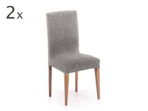 Set 2 huse scaun elastice bi-stretch, Premium Roc, inaltime spatar pana la 60 cm, gri C/6
