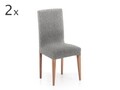 Set 2 huse scaun elastice bi-stretch, Premium Roc, inaltime spatar pana la 60 cm, gri C/6