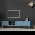 Comoda TV AMATA, Gauge Concept, 180x45 cm, PAL, antracit/albastru