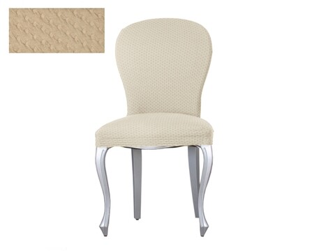 Set 2 huse scaun elastice bi-stretch, Sucre, inaltime spatar pana la 55 cm, bej C/1