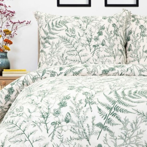 Lenjerie de pat dubla Liliane Essentials, Homla, 3 piese, 160x200 cm, microfibra din poliester, bej/verde