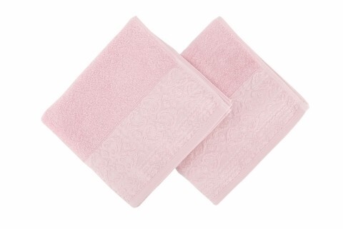 Set 2 prosoape de maini 50x90 cm, 100% bumbac, Soft Kiss, Zarif  Pink