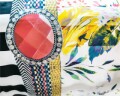 Lenjerie de pat dubla Aisha White, Melli Mello, 3 piese, 200 x 220 cm, 100% bumbac satinat, multicolora