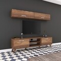Comoda TV cu 2 rafturi de perete M19 - 268, Wren, 180 x 35 x 48.6 cm/90 cm, walnut