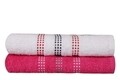 Set 2 prosoape de maini, Beverly Hills Polo Club, Botanik, 50x90 cm, 100% bumbac, alb/fucsia