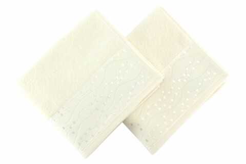 Set 2 prosoape de maini 50x90 cm, 100% bumbac, Soft Kiss, Tomurcuk  Cream