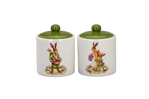 Set 2 recipiente Rabbit, Hermann Bauer, 9.2x12 cm, portelan, multicolor