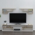 Comoda TV cu 2 rafturi de perete Only, Maison in Design, 180 x 29.5 x 36.8 cm, alb/natural/antracit
