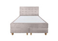 Pat matrimonial, Stockholm, Dots E, 160x200 cm, saltea tip Pocket, topper memory, Taupe