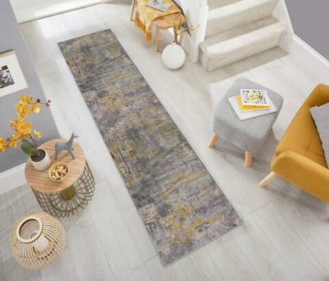 Covor Wonderlast Grey Ochre, Flair Rugs, 80 x 300 cm, polipropilena, multicolor