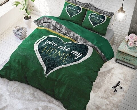 Lenjerie de pat dubla Home Green, Royal Textile, 3 piese, 200 x 220 cm, 100% bumbac flanel, multicolor