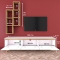 Comoda TV cu 2 rafturi de perete M15 - 413, Wren, 180 x 35 x 48.6 cm/90 cm, white/walnut
