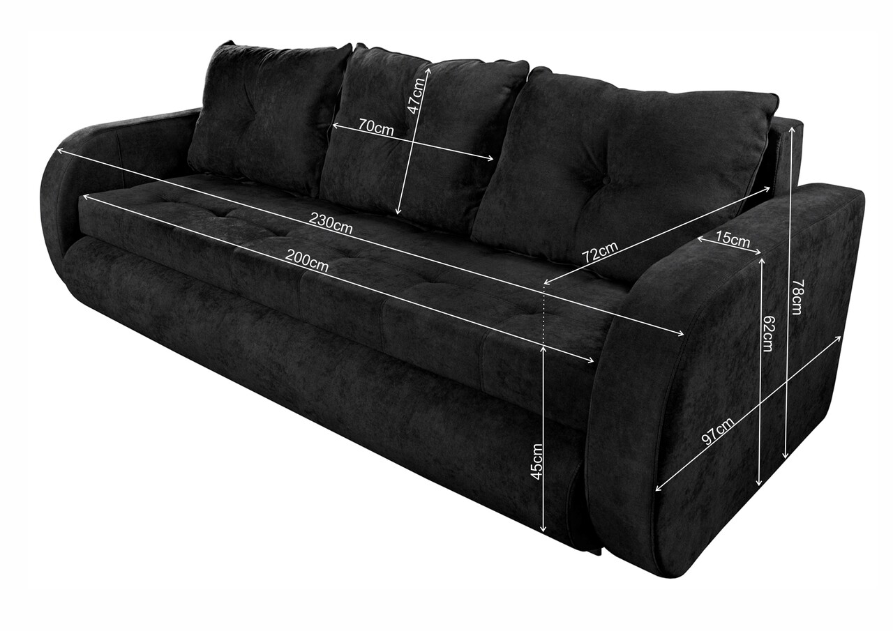 l canapea extensibila siena 230x97x78 cm cu lada de depozitare negru