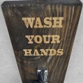Cuier Wash you hands, Evila Originals, 10x20 cm, maro