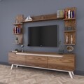 Comoda TV cu 3 rafturi de perete M23 - 832, Wren, 180 x 35 x 48.6 cm/90 cm/133 cm, walnut/white