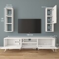 Comoda TV cu raft de perete si cabinet M11 - 251, Wren, 180 x 35 x 48.6 cm/90 cm, white