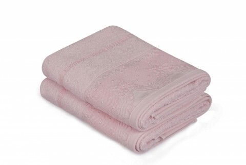 Set 2 prosoape de maini 50x90 cm, 100% bumbac, Soft Kiss, Corona  Pink