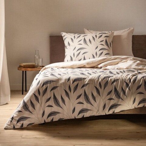 Lenjerie de pat pentru o persoana Felicity, Homla, 2 piese, 140x200 cm, microfibra din poliester, bej/negru