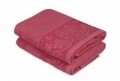 Set 2 prosoape de baie Saltanat Garnet, Soft Kiss, 50 x 90 cm, 100% bumbac, rosu