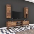 Comoda TV cu 2 cabinete M21 - 272, Wren, 180 x 35 x 48.6 cm/90 cm, walnut