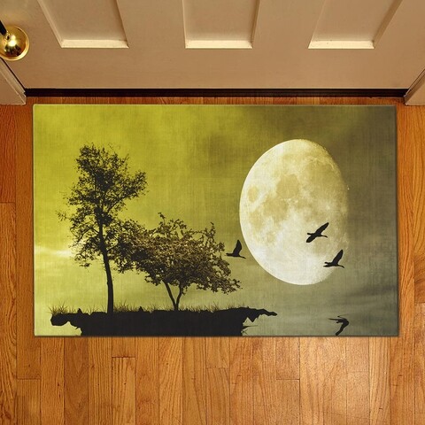 Covoras de intrare Moon and trees, Casberg, 38x58 cm, poliester, multicolor