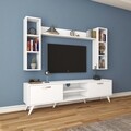 Comoda TV cu 3 rafturi de perete M5 - 239, Wren, 180 x 35 x 48.6 cm/90 cm/133 cm, white