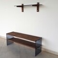 Comoda TV cu raft de perete Neostill TV101, 120 x 45 cm/85 x 25 cm, walnut