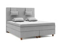 Pat matrimonial, Liding Boxspring, 180x200 cm, saltea tip Pocket, topper, Gri