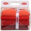 Set 4 prosoape de maini Red Delight, Hobby,  50 x 90 cm, 100% bumbac, rosu