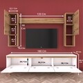 Comoda TV cu raft de perete si 2 cabinete M27 - 389, Wren, 180 x 35 x 48.6 cm/133 cm, white/walnut