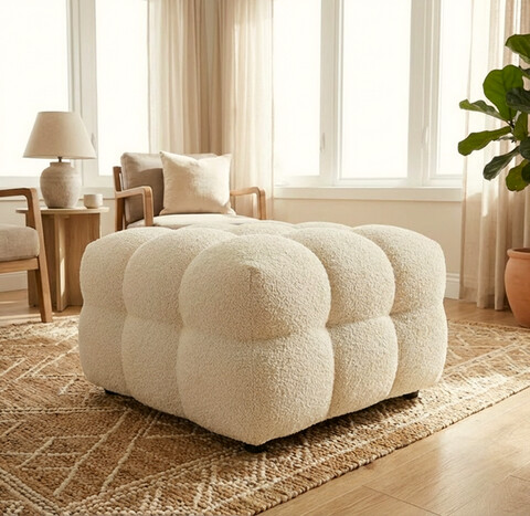 Pouf Bellezza 90x90x43 cm, Ivory