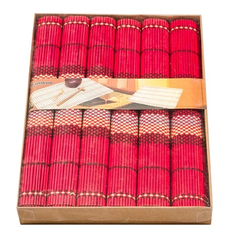 Set 6 suporturi pentru farfurie PRC, bambus, 40 x 35 cm, rosu