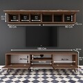 Comoda TV cu 2 rafturi de perete M19 - 268, Wren, 180 x 35 x 48.6 cm/90 cm, walnut