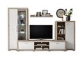 Mobilier pentru living, Luna, 1 x polita, 1 x comoda, 2 x dulapuri, PAL, bej/alb