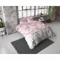 Lenjerie de pat dubla Sweet Flowers Pink, Royal Textile, 3 piese, 200 x 220 cm, 100% bumbac flanel, alb/roz