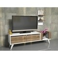 Comoda TV cu raft de perete Pers, Maison in Design, 130 x 30 x 38.6 cm, alb/natural