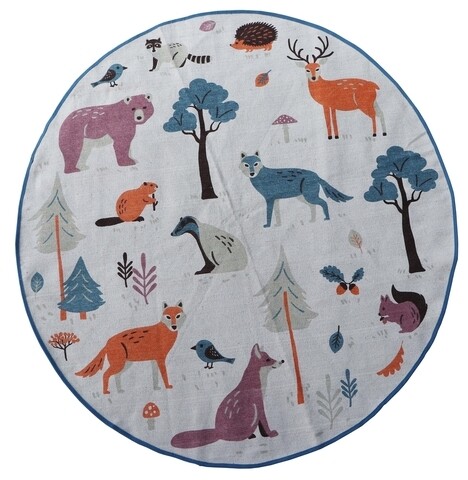 Covor pentru copii Animals Print, Heinner, Ø110 cm, bumbac, multicolor