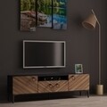 Comoda TV ELEGANTE, Gauge Concept, 150x31x45 cm, PAL, aluna/negru