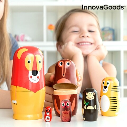 Matryoshka din lemn cu figurine de animale Funimals InnovaGoods 11 piese